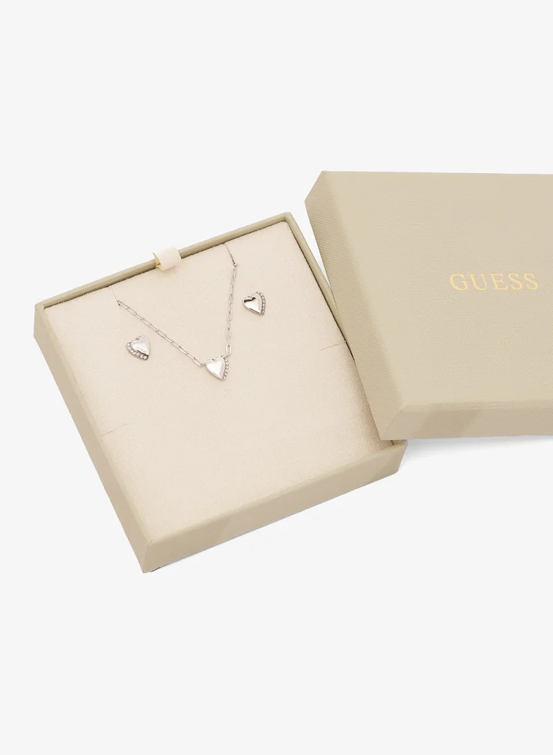 GUESS  Heart Necklace And  Studs for Women | Best Price UAE